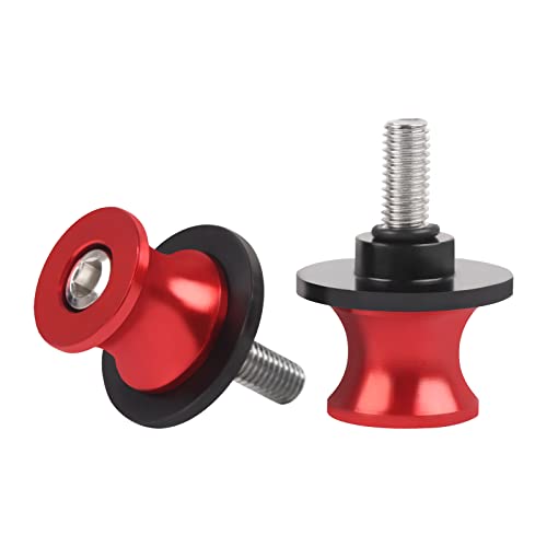 CHIFUN 2Pcs 10MM M10 X1.5/1.25 Motorcycle Swing Arm Spools Sliders CNC Aluminum Swingarm Spools Stand Screw Compatible with VULCAN S 650 900 Ninja 250 300 ZX-10R ZX-6R(Red) - color: Red
