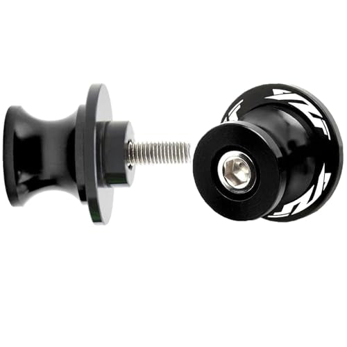 2pcs 6MM M6 X1.5 Motorcycle Swing arm Sliders Stand Spools fits for YZF R1 R3 R6 R7 R125 R25 R1000 (Black) - color: Black