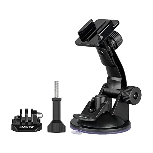 Suction Cup Mount Compatible with Gopro Hero 13, 12, 11, 10, 9, 8, 7, 6, 5, 4, Session, 3+, 3, 2, 1, Hero (2018), Max, Fusion, DJI Osmo Action Cameras; Perfect for Car Windshield and Window