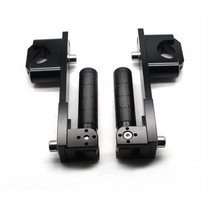 MZS Motorcycle Highway Foot Peg, 7/8"-1.25" Adjustable Adventure Highway Pegs Universal Foldable CNC Long Mount Compatible with KLR 650 DR650 Tenere Vstorm 300X 390 790 890 Dual for 22-32mm Crash Bar