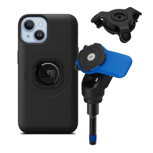 Quad Lock Handlebar Clamp Motorcycle Phone Mount with Vibration Dampener and MAG Phone Case for iPhone 14 - size: iPhone 14