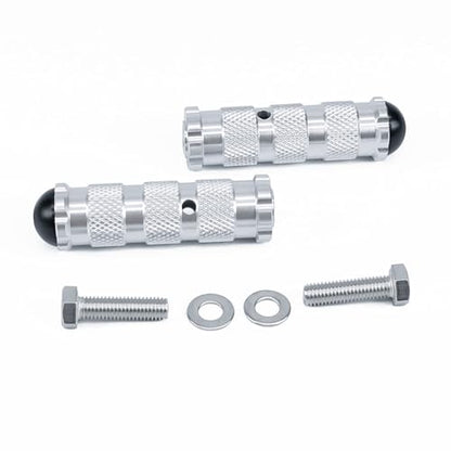 PROCNC Universal Anti-slip 8mm Motorcycle Foot Pegs with Install Bolts Foot Pegs Fit for Aprilla Honda Kawasaki Ducati Suzuki Yamaha Triumph MV etc (Sliver) - color: silver
