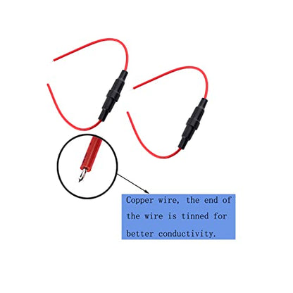 Automotive Car Inline Screw Type 6x30mm AGC Fuse Holder 16 Awg Wire (Pcak of 10) - size: 16 awg 6x30