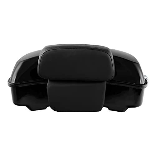 TCT-MOTORPARTS Chopped Tour Luggage Trunk Backrest & Mount Rack Fit for 2014-2025 Harley Touring Harley Ultra Limited Road King Street Glide Special - color: Gloss Black Chopped Trunk+Black Rack#1