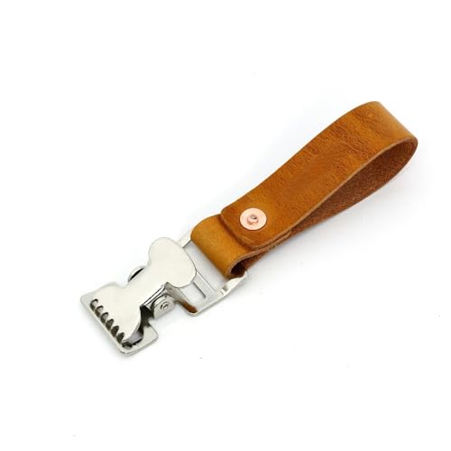 Leather Glove Clips with Metal Hooks - Work Glove Holders for Duty Belts, Electricians And Filming Work Construction - color: Brownl