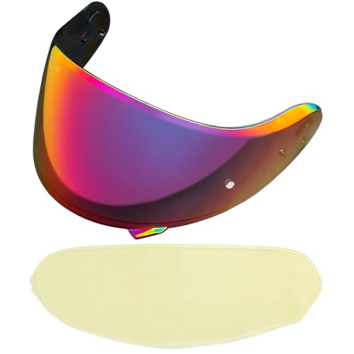 Neotec 2 Helmet Visor Replacement.CNS-3 Motorcycle Helmet Shield UV Protection Compatible with Neotec 2 (Revo Rose Red+Anti Fog Film) - color: Anti Fog Film+revo Rose Red