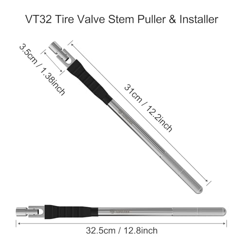 SUNSOUL Valve Stem Removal Tool 12.5 Inch, 300° Pivoting Valve Stem Puller | Heavy Steel Construction, Rim Protection Design, 2-in-1 Install & Removal Tool, Knurled Non-Slip Grip, Tire Valve Stem Tool