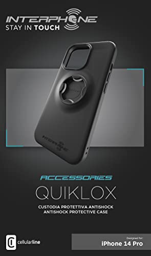 Interphone, QUIKLOX System, Mobile Phone Case iPhone 14 Pro for Motorcycle, Bike and Car, Universal Waterproof Hard Case Smartphone with Protections on Screen and Corners, with Anti-Slip Straps - style: Quiklox iPhone 14 Pro Case