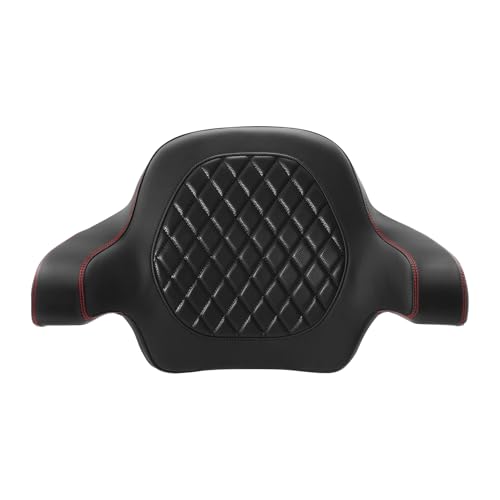 HR3 Wrap Around Backrest Pad for King Trunk Chopped Trunk Compatible with 2014-later Harley Touring Road King Road Glide Street Glide Electra Glide (Diamond Red Stitches) - color: Red Stitches