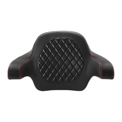 HR3 Wrap Around Backrest Pad for King Trunk Chopped Trunk Compatible with 2014-later Harley Touring Road King Road Glide Street Glide Electra Glide (Diamond Red Stitches) - color: Red Stitches