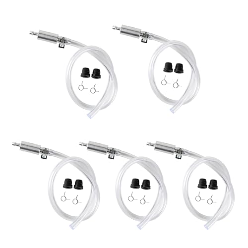 5 Set Brake Bleeder Hose Kit with One Way Check Valve, Universal Brake Bleeding Tool for Motorcycle Car Truck SUV, Includes Rubber Hoses Clamps Dust Caps for Brake Fluid Bleeder System - size: 5 Sets