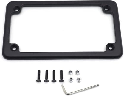 Billet Aluminum Motorcycle License Plate Frame 7x4 Inch Black Finish Fits Custom Chopper Springer Mini Bike Universal Axle Mount Applications - color: Black, size: Classic