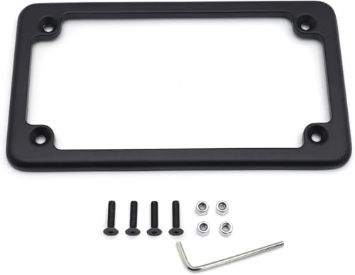 Billet Aluminum Motorcycle License Plate Frame 7x4 Inch Black Finish Fits Custom Chopper Springer Mini Bike Universal Axle Mount Applications - color: Black, size: Classic