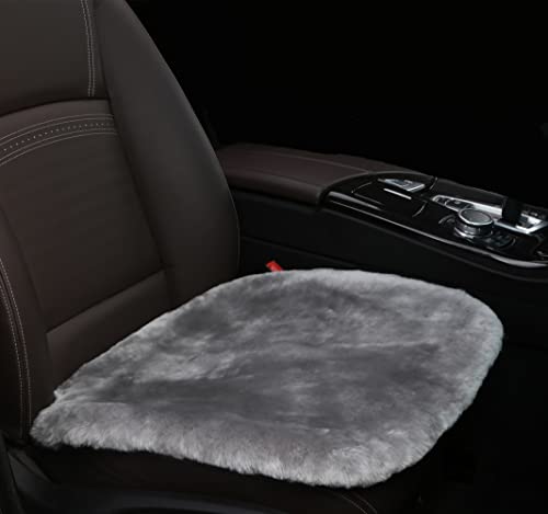Sheepskin Seat Cushion Cover Wholehide Short Wool Seat Pad Natural Fur Car Seat Covers Universal Fit for Most Car, Truck, SUV, or Van Front Grey - color: Grey, size: Front Seat (19.6inch*19.6inch)