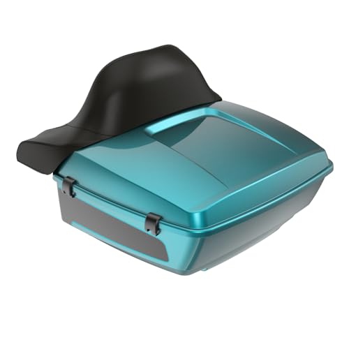Advanblack King Tour Trunk Pack Compatible with Harley Touring CVO Road Glide, Street Glide, 2023.5 2024 2025 2026 Mounting Rack, Full Backrest & Trunk Liners (Teal Thunder/Vivid Black) - color: Teal Thunder/Vivid Black