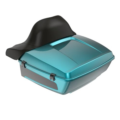 Advanblack King Tour Trunk Pack Compatible with Harley Touring CVO Road Glide, Street Glide, 2023.5 2024 2025 2026 Mounting Rack, Full Backrest & Trunk Liners (Teal Thunder/Vivid Black) - color: Teal Thunder/Vivid Black