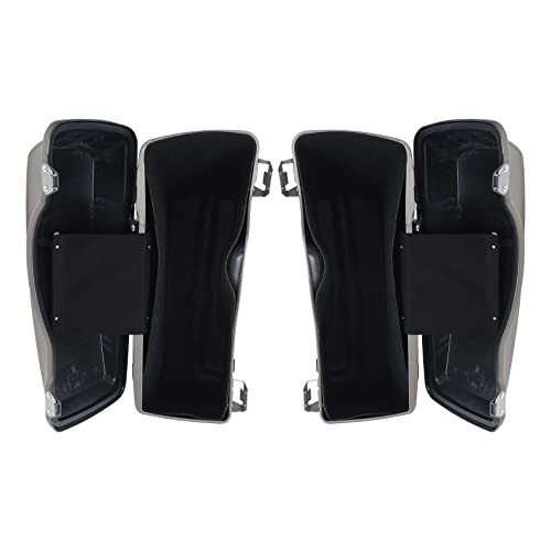 SLMOTO Hard Saddlebags Saddle Bags Trunk W/Chrome Latches For Harley Touring Road King Road Glide Street Glide Electra Glide 1994-2013 Pewter Pearl Motorcycle ABS - color: Glossy Painted(Chrome Latches)