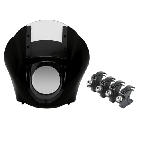 Green-L Quarter Fairing with 39mm Fork Mount Clamps Fit for Harley Sportster XL883 XL1200 Dyna Headlight Cowl Windshield Kit - color: Clear Windshield, size: w/ 39mm Black Clamps