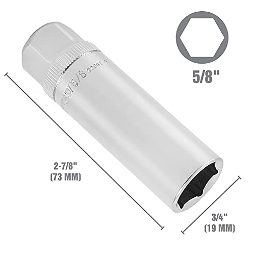 OEMTOOLS 22887 5/8 Spark Plug Socket, 3/8 Drive Magnetic Spark Plug Socket for Engine Tune Ups, Oil-Resistant Chrome Finish, S2 Alloy Steel - style: 16 millimeter