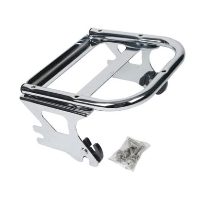 TCMT King Motorcycle Trunk Backrest Pad 2 Up Mount Rack Top Rack Fit For Harley Touring 1997-2008 Electra Glide Road Glide Street Glide Pack - color: No Speaker Holes: Style D Chrome Rack