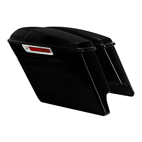 XFMT Motorcycle Saddlebags 5" Stretched Hard Saddle Bags Extended Saddlebags W/ 5"x7" Speaker Lids For Harley Touring Road King Street Glide Road Glide Electra Glide 2014-2024, Vivid Black - color: 5" Stretched-Vivid Black W/5x7" Speaker Lids