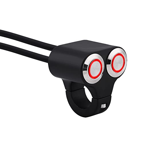 Motorcycle Handlebar Switch Aluminum Alloy Weatherproof Durable 7/8inch 22mm Universal Fit with LED Indicator Light for Headlight Brake Fog Light ONOFF Control (Self-Restoring) - color: Red Light, size: Self-restoring