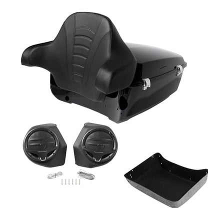 TCMT King Motorcycle Trunk Box Wrap-Around Backrest Speakers Fit For Harley 2014-2025 Trunk Touring CVO Road King Road Glide Street Glide Electra Glide - color: Style A+Speakers#2