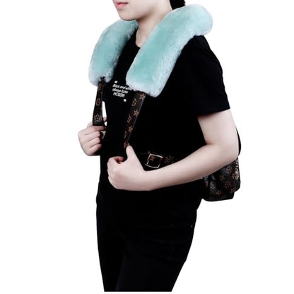 OGLAND Genuine Sheepskin Soft Fuzzy Car Seat Belt Pad, Comdy Fluffy Seatbelt Straps Cover for Shoulder Pad Neck Cushion Protector Car Accessories(Mint Green, 1Pcs) - color: MInt green