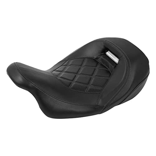TCT-MOTORPARTS Low-Profile Driver Seat Front Solo Seat Fits for Harley Touring 2009-2023 Electra Street Road Glide CVO Road King Black Stitching - color: Driver Seat Black