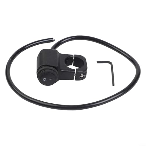 Handlebar Switch,Aluminum Alloy Motorcycle Handlebar Headlight ON/OFF Switch, 2-Wire Waterproof 12-60V for Auxiliary Lights, Black/Silver, 22mm Clamp(Black)