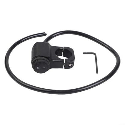 Handlebar Switch,Aluminum Alloy Motorcycle Handlebar Headlight ON/OFF Switch, 2-Wire Waterproof 12-60V for Auxiliary Lights, Black/Silver, 22mm Clamp(Black)