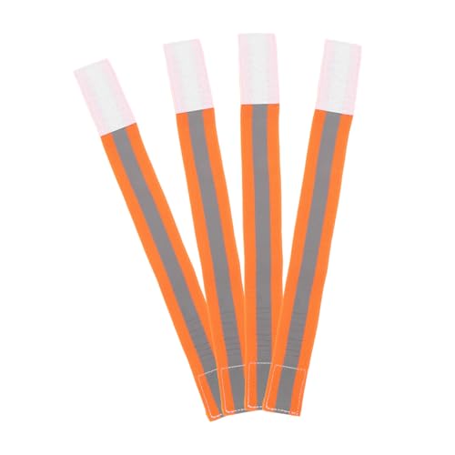 POPETPOP 4pcs Adjustable High Visibility Straps for Night Riding Safety Lightweight Ankle Arm Bands for Mountain Biking and Outdoor Sports