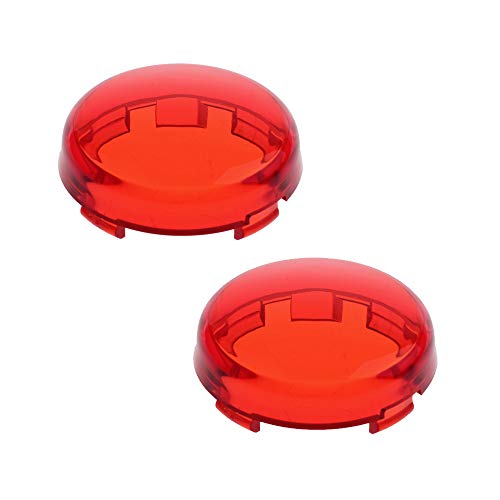 NTHREEAUTO Bullet Rear Turn Signal Light Lens Red Cover Compatible with Harley Dyna Street Glide Road King - color: Red