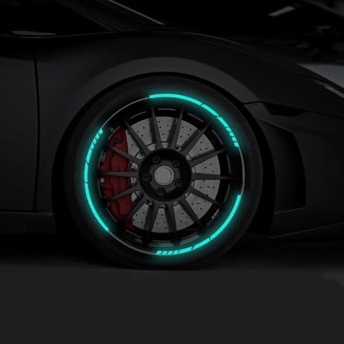 12PCS Reflective Car Wheel Stickers, Night Safety Warning Bicycle Stickers, Anti-Scratch Reflective Rim Decals for Car Motorcycle Cycling Bike (Mint Green) - color: Mint Green