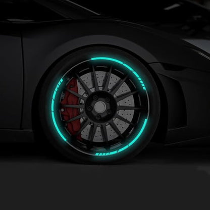 12PCS Reflective Car Wheel Stickers, Night Safety Warning Bicycle Stickers, Anti-Scratch Reflective Rim Decals for Car Motorcycle Cycling Bike (Mint Green) - color: Mint Green