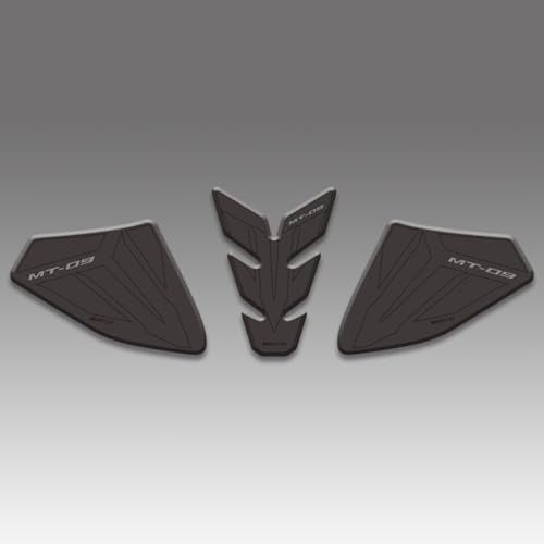 NIGHT CAT Motorcycle Fuel Tank Protector Compatible with MT-09 MT 09 MT09 Fuel Tank Pad Non-SlipTank Side Traction pad Gas Tank Sticker Set(Black) - color: Black