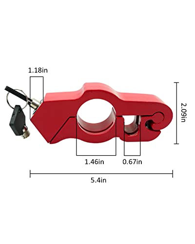 Lock Motorcycle, Heavy Duty Anti Theft Adjustable Bike Handlebar Lock with 2 Keys Protect Your Motorcycle Street ATV Red - color: Red