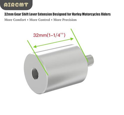 32mm(1-1/4'') Gear Shift Lever Foot Peg Extension with 25mm(1'') Diameter Fits for Harley Davidson,304 Stainless Steel Shifter Peg Extension Spacer,Bolt-On Installation - size: 32mm(Extension), style: 1''(25.4mm) Diameter
