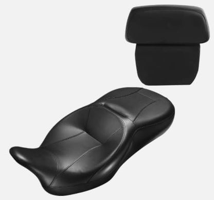 XMT-MOTO Rider and Passenger Seat Razor Backrest Pad For Harley Touring Glide 14-23 Black - style: Seat+Chopped Razor Passenger Backrest For Harley Touring '09-'23