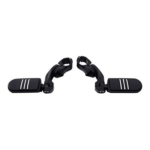 SLMOTO Streamliner Footpegs+Short Angled Adjustable Highway Peg Mount Kit Fits for Street Glide Road King Electra Glide with 1.25" Engine Guard 1 1/4 Highway Bar Black - color: Black