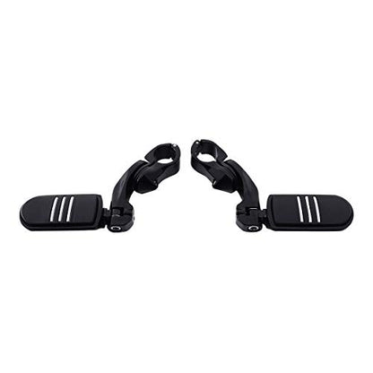 SLMOTO Streamliner Footpegs+Short Angled Adjustable Highway Peg Mount Kit Fits for Street Glide Road King Electra Glide with 1.25" Engine Guard 1 1/4 Highway Bar Black - color: Black