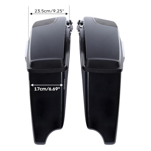 XFMT Motorcycle Saddlebags 4" Stretched Hard Saddle Bags Extended Saddlebags W/ 5"x7" For Harley Touring CVO Road King Street Glide Road Glide Electra Glide 2014-2024, Vivid Black Chrome Latches - color: 4" Stretched-Vivid Black W/ 5x7"Speaker Lids Chrome