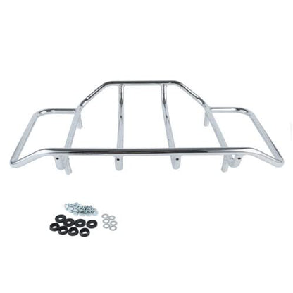 TCMT King Motorcycle Trunk Box Backrest Two Up Mounting Rack Top Rack Fit For Harley Touring 1997-2008 Electra Glide Road Glide Street Glide Pack - color: No Speaker Holes: Style E Chrome Rack