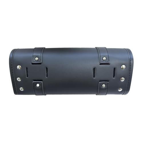 traderplus Motorcycle Tool Roll Bag Handlebar Bag Saddlebags PU Leather Universal Handlebar Storage Pouch Biker Roll Bag