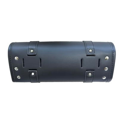 traderplus Motorcycle Tool Roll Bag Handlebar Bag Saddlebags PU Leather Universal Handlebar Storage Pouch Biker Roll Bag
