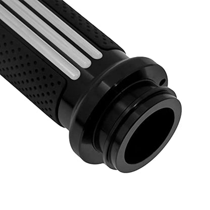 1 inch Handlebar Grips 25mm Aluminum Defiance Cable Throttle Hand Grips Compatible with Harley Touring Softail Dyna Sportster XL883 1200 XR VRSC - color: Black & White-Electronic Throttle
