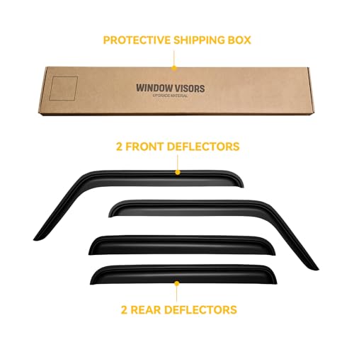 Window Visors for 2007-2018 Jeep Wrangler JK Unlimited 4-Door, Rain Guards Shields Vent Deflector Shade Dark Smoke 08 09 10 11 12 13 14 15 16 17, Tape-On, 4PCS - style: For 2007-2018 | Jeep Wrangler | Out-Channel