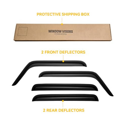 Window Visors for 2007-2018 Jeep Wrangler JK Unlimited 4-Door, Rain Guards Shields Vent Deflector Shade Dark Smoke 08 09 10 11 12 13 14 15 16 17, Tape-On, 4PCS - style: For 2007-2018 | Jeep Wrangler | Out-Channel