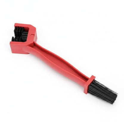 Bicycle Chain Cleaning Brush, Double-Headed Drivetrain Scrubber for Bike and Motorcycle Maintenance, PP Plastic Tool for Grease and Grime Removal (1 PC) - color: Red