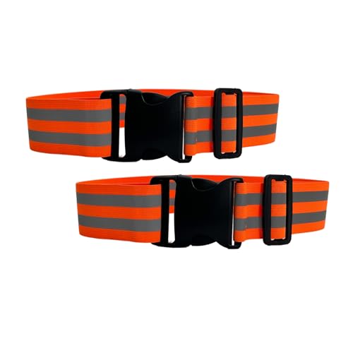 2 Pack Reflective Running Belt, High Visibility PT Gear for Men Women Kids, Adjustable Safety Gear for Night Walking - color: Orange